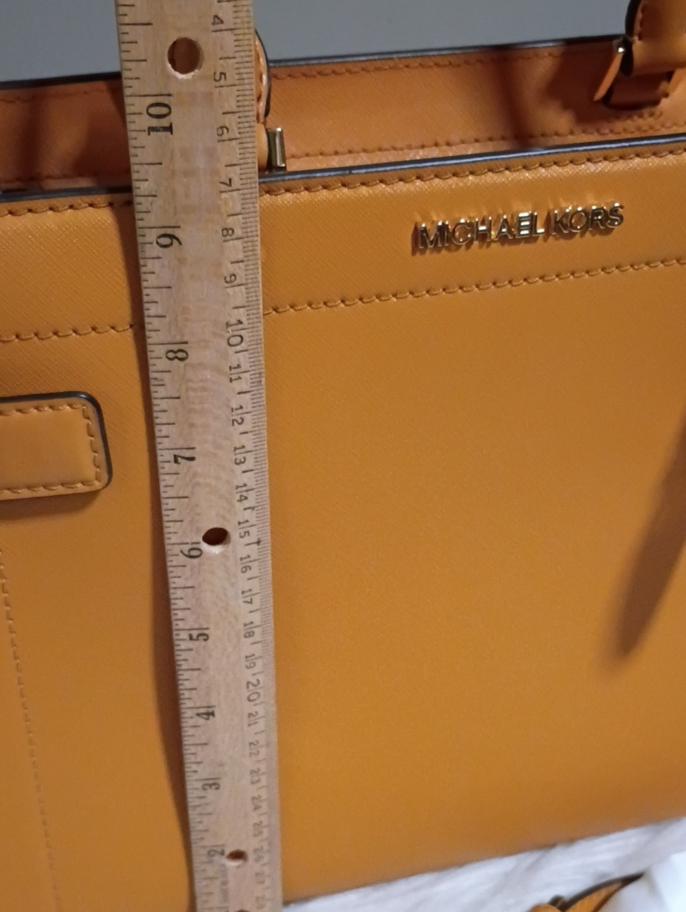 Michael Kors saffiano Leather satchel in marigold - Picture 9 of 16